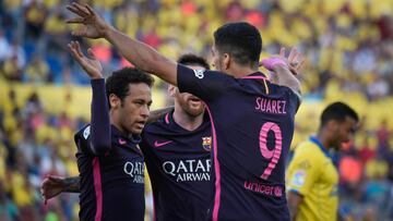 Leo Messi, Luis Su&aacute;rez y Neymar durante un partido del Barcelona.