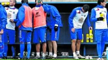 <b>SED DE COPA. </b>Jugadores del Getafe en el entrenamiento de ayer.