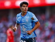 Elias Montiel of Pachuca during the 13th round match between Toluca and Pachuca as part of the Liga BBVA MX, Torneo Clausura 2025 at Nemesio Diez Stadium, on March 29, 2025 in Toluca, Estado de Mexico, Mexico.
