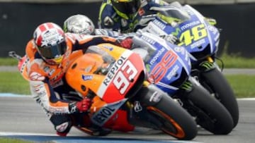 Marc Márquez, Lorenzo y Rossi.