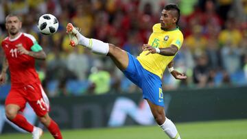 Paulinho marc&oacute; en el Mundial ante Serbia