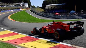 Ferrari's Monegasque driver Charles Leclerc drives during the second practice session at the Spa-Francorchamps circuit in Spa on August 30, 2019 ahead of the Belgian Formula One Grand Prix. (Photo by JOHN THYS / AFP)