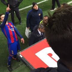 Piqué, a Tebas tras el partido:
"¿Lo has visto? Sí, tú, tú"