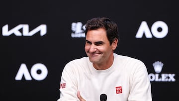 Tennis - Australian Open - Melbourne Park, Melbourne, Australia - January 15, 2026 Former tennis player Roger Federer during the press conference REUTERS/Edgar Su