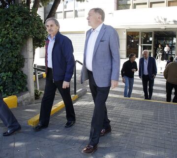 Miguel Ángel and Toni Grande at today's service for Manuel Sanchís Senior