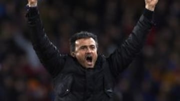 Luis Enrique celebra uno de los goles.