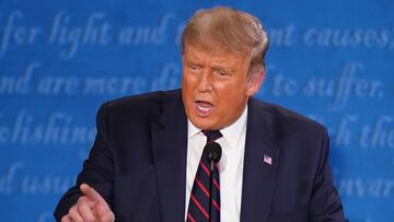 United States President Donald J. Trump speaks during the first of three scheduled 90 minute presidential debates with Democratic presidential nominee Joe Biden, in Cleveland, Ohio, on Tuesday, September 29, 2020.
 Credit: Kevin Dietsch / Pool via CNP | u