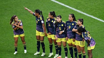 Jugadoras de la Selección Colombia Femenina en un partido del Mundial 2023.