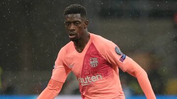 Ousmane Dembélé, en el partido del Champions contra el Inter de Milán.