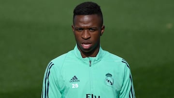 Vinicius, en el &uacute;ltimo entrenamiento del Real Madrid previo al partido contra el Galatasaray.