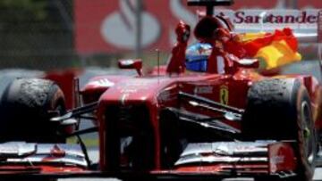 Fernando Alonso justo despu&eacute;s de terminar el GP de Espa&ntilde;a en Montmel&oacute; con sus Pirelli tambi&eacute;n desgastados como el resto, el espa&ntilde;ol conf&iacute;a en seguir ganando.