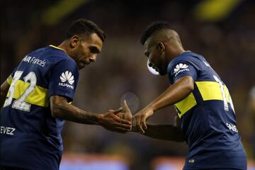 Buenos Aires, 11 Febrero 2018 Argentina
SUPERLIGA
Boca vs Temperley en el Estadio La Bombonera.
Festejo de Gol  Frank Fabra de Boca Juniors
Foto Ortiz Gustavo