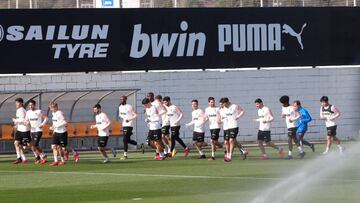 La plantilla, en un entrenamiento.