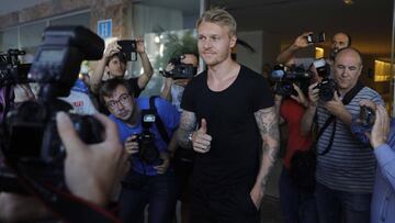 Kjaer, a su llegada al hotel Lebreros. 