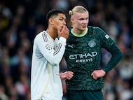 Jude Bellingham (Real Madrid) y Erling Haaland (Manchester City) hablan tras el partido del pasado mes de diciembre.