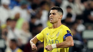 Soccer Football - Saudi Super Cup - Semi Final - Al Hilal v Al Nassr - Mohammed bin Zayed Stadium, Abu Dhabi, United Arab Emirates - April 9, 2024 Al Nassr's Cristiano Ronaldo reacts REUTERS/Stringer