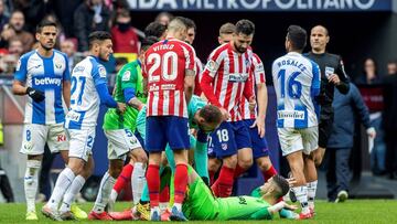 Tangana entre el Atlético y el Leganés.