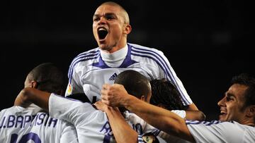 Pepe celebra un gol ante el Barcelona