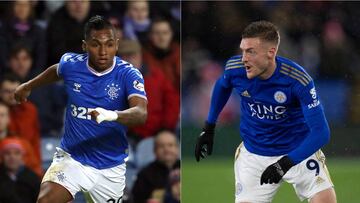 Alfredo Morelos y Jamie Vardy en partidos con Rangers y Leicester.