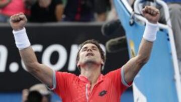 David Ferrer celebra su victoria ante el ucraniano Sergiy Stakhovsky.
