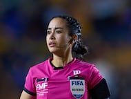 Referee Katia Itzel Garcia during the 5th round match between Tigres UANL and Santos as part of the Liga BBVA MX, Torneo Clausura 2026 at Universitario Stadium, on February 06, 2026 in Monterrey, Nuevo Leon, Mexico.