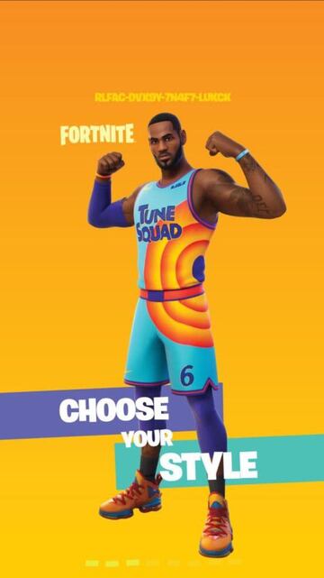 En esta imagen de la web de Nike aparece el c&oacute;digo para obtener gratis el skin Tune Squad LeBron en Fortnite