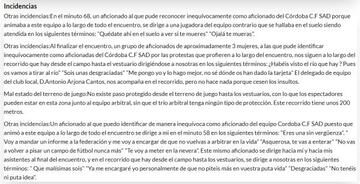 El acta del encuentro, redactada por Quirós López.