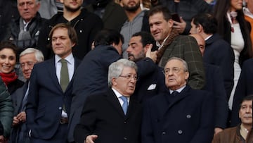 Enrique Cerezo y Florentino Pérez en el palco del Wanda Metropolitano. 