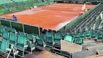 <b>HOY, SORTEO Y PENDIENTES DE LA LLUVIA. </b>Hoy se realizará el sorteo de los emparejamientos de la semifinal España-Israel, pendientes de la lluvia que ayer casi no ofreció tregua. Si no hay novedades, David Ferrer será el número uno, Ferrero el dos y Robredo y Feliciano formarán el dobles. Por parte israelí el líder será Dudi Sela y le acompañarán Harel Levy en individuales y la pareja Ram-Erlich.