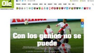 La prensa ensalza al Barça:
"River perdió contra la Play"