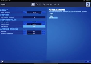 Fortnite se actualiza y permite activar los 120 fps en el Ipad Pro de 2018
