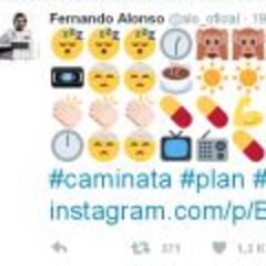 Fernando Alonso informa
de su estado con emoticonos