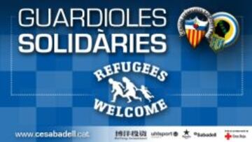 Cartel de la iniciativa del CE Sabadell para ayudar a los refugiados sirios.