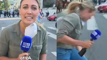 Un policía de Los Ángeles apunta y dispara a una reportera durante las protestas