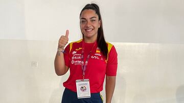 La karateka española María Torres, tras conseguir su pase a la final de kumite en +68kg en los Mundiales de Karate de Dubai.