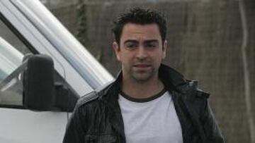 Xavi, a su llegada.
