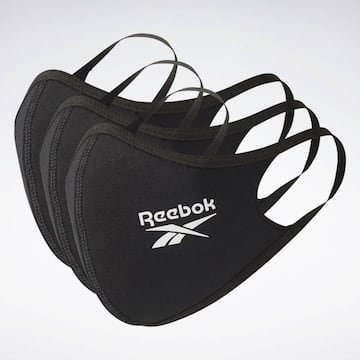 Las mascarillas Reebok son negras y se venden en packs de 3.