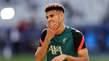 PARIS, FRANCE - MAY 27: Luis Diaz of Liverpool during the Liverpool FC Training Session at Stade de France on May 27, 2022 in Paris, France. Liverpool will face Real Madrid in the UEFA Champions League final on May 28, 2022. (Photo by Marc Atkins/Getty Images)