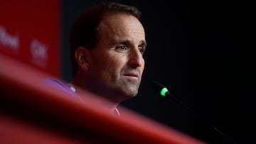 PALMA DE MALLORCA, 08/11/2025.- El entrenador del RCD Mallorca, Jagoba Arrasate, durante la rueda de prensa ofrecida este sábado en Son Moix, en Palma. EFE/Miquel A. Borrás