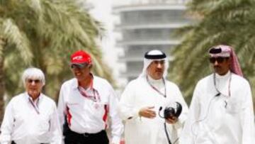 <b>REUNIONES. </b>De izquierda a derecha, Ecclestone, el director del circuito, el responsable de Economía y el máximo accionista de McLaren.