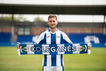 Jorge Sáenz, durante su presentación como nuevo jugador del Leganés. 