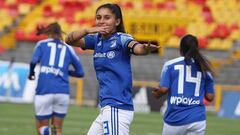 Mar&iacute;a Morales celebra su gol con Millonarios