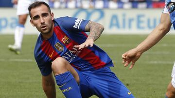 Paco Alcácer durante un partido con el FC Barcelona.