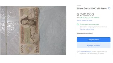 El billete Antiguo de Sor Juana de 1000 pesos ahora venden hasta en 240,000