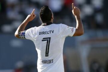 Futbol, Futbol, Colo Colo vs Audax Italiano. 
Segunda fecha, campeonato de Clausura 2016/17.
El jugador de Colo Colo Esteban Paredes celebra luego de convertir un gol contra Audax Italiano durante el partido de primera division disputado en el estadio Monumental de Santiago, Chile.
12/02/2017
Marcelo Hernandez/Photosport
*************

Football, Colo Colo vs Audax Italiano.   Second date, Closure Championship 2016/17.
Colo Colo's player Esteban Paredes  celebrates after scoring against Audax Italiano during the first division football match held at the Monumental stadium in Santiago, Chile.
12/02/2017.
Marcelo Hernandez/Photosport