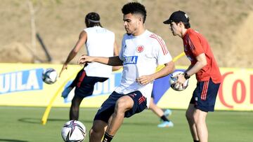 Luis D&iacute;az durante un entrenamiento con la Selecci&oacute;n Colombia.