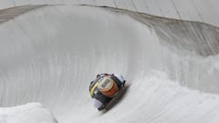 El piloto espa&ntilde;ol de skeleton Ander Mirambell, durante un entrenamiento en Innsbruck (Austria).
 