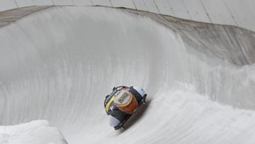 El piloto español de skeleton Ander Mirambell, durante un entrenamiento en Innsbruck (Austria).