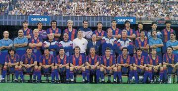 En 1992 el Barcelona gana su docena de ligas. Aqu tenemos a la plantilla antes de comenzar la liga.