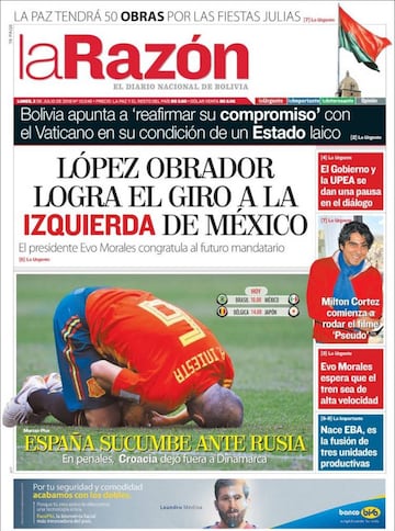 Las portadas de la prensa tras la eliminación de España